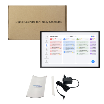 Fotocube 3-in-1 Digital Photo Frame with Calendar PW156-CA Black 15.6 Inch